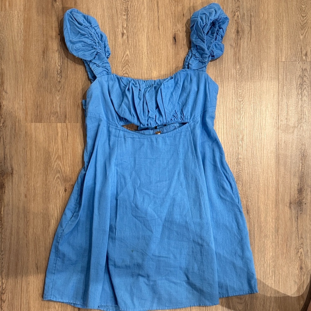 Free People Blue Puff Sleeve Blouse